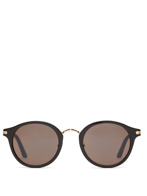 Matchesfashion.com Cartier Eyewear - Round Acetate Sunglasses - Mens - Black