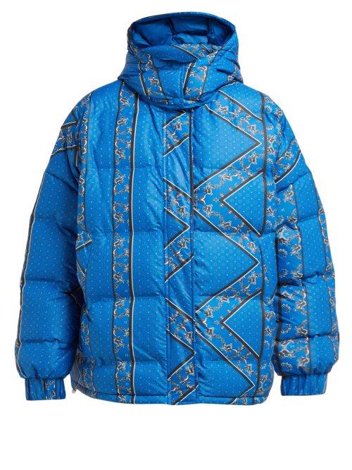 Matchesfashion.com Ganni - Foxworth Bandana Print Down Filled Jacket - Womens - Blue