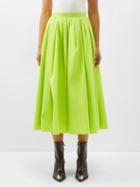 Alexander Mcqueen - Gathered Poplin Midi Skirt - Womens - Green