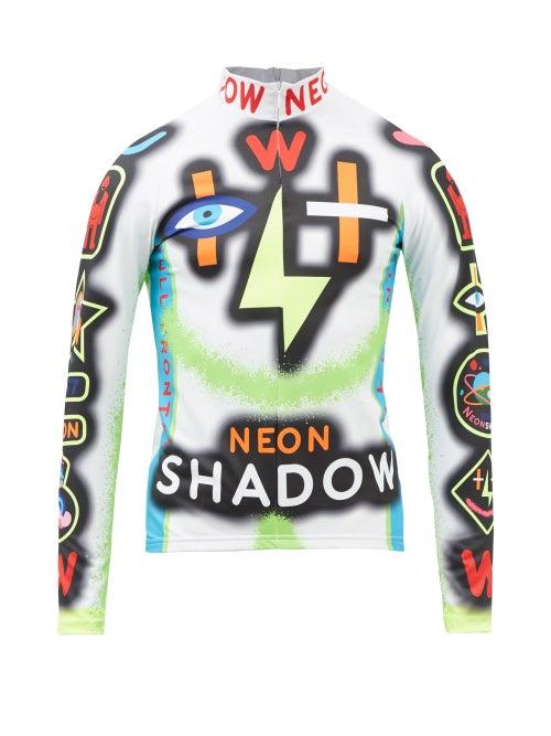 Walter Van Beirendonck - Neon Shadow-print Long-sleeved T-shirt - Mens - White Multi