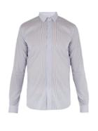 Matchesfashion.com Valentino - Convertible Cuff Striped Cotton Blend Shirt - Mens - White Multi