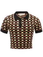 Matchesfashion.com Marni - Checked Jersey-cloqu Polo Shirt - Mens - Brown Multi