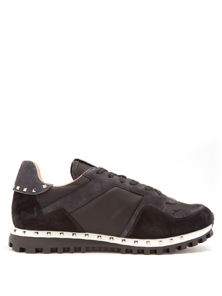 Valentino Rockrunner Suede And Canvas Trainers