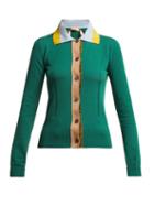Matchesfashion.com No. 21 - Point Collar Cotton Blend Cardigan - Womens - Green Multi