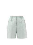 Matchesfashion.com Gucci - Pinstriped High-rise Cotton-poplin Shorts - Womens - Mint Multi