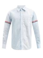 Matchesfashion.com Thom Browne - Striped-panel Cotton-poplin And Seersucker Shirt - Mens - Blue