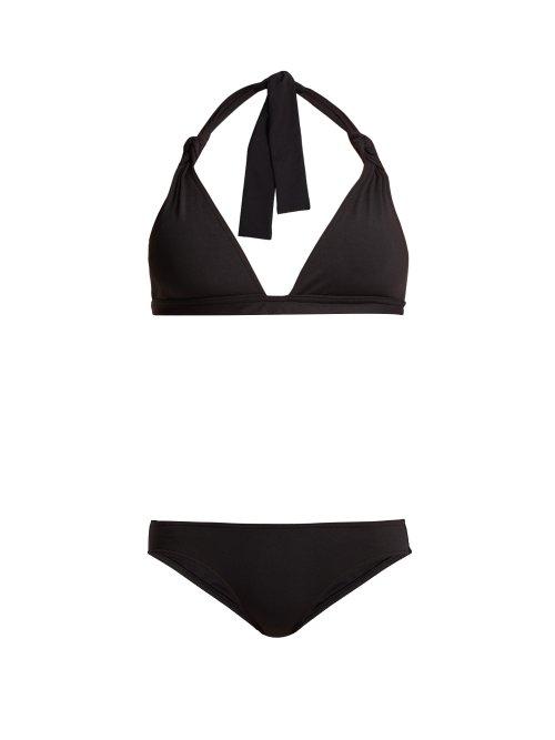 Matchesfashion.com Eres - Damier And Scarlet Halterneck Bikini - Womens - Black