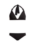 Matchesfashion.com Eres - Damier And Scarlet Halterneck Bikini - Womens - Black