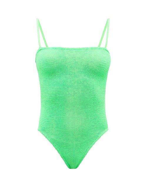 Matchesfashion.com Hunza G - Maria Crinkle-jersey Swimsuit - Womens - Green
