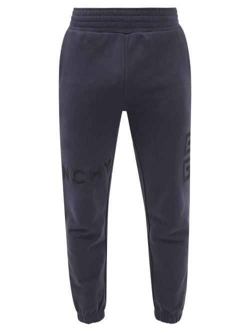 Givenchy - 4g Logo-embroidered Cotton-jersey Track Pants - Mens - Dark Blue