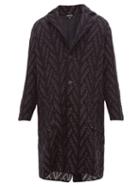 Matchesfashion.com Giorgio Armani - Chevron Jacquard Wool Blend Coat - Mens - Blue
