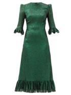 Matchesfashion.com The Vampire's Wife - The Falconetti Ruffled Metallic Silk-blend Dress - Womens - Green