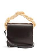 Matchesfashion.com Marques'almeida - Oversized Curb Chain Leather Shoulder Bag - Womens - Black