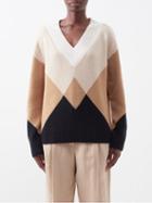 Burberry - V-neck Intarsia Cashmere Sweater - Womens - Beige