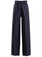 Matchesfashion.com Osman - Paloma Paperbag Waist Trousers - Womens - Navy Stripe