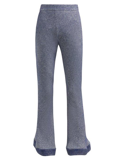 Matchesfashion.com Chlo - Denim Effect Kick Flare Crepe Trousers - Womens - Blue Multi