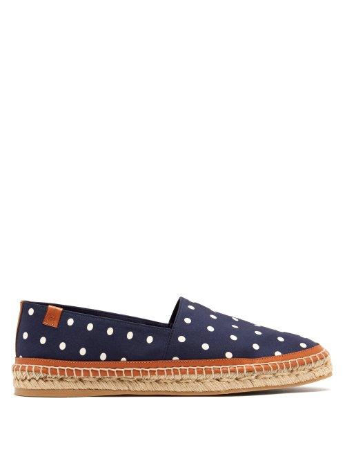 Matchesfashion.com Gabriela Hearst - Alba Polka Dot Satin Espadrilles - Womens - Navy White