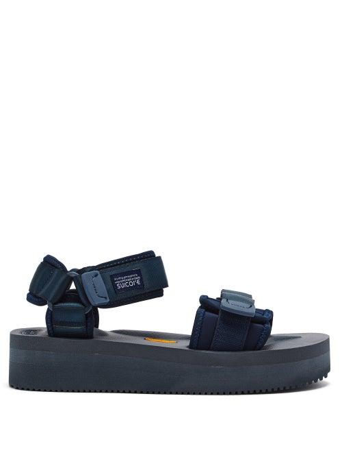Matchesfashion.com Suicoke - Cel-v Velcro-strap Flatform Sandals - Womens - Navy