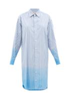 Marni - Striped Dip-dyed Cotton-poplin Shirt Dress - Womens - Blue Stripe