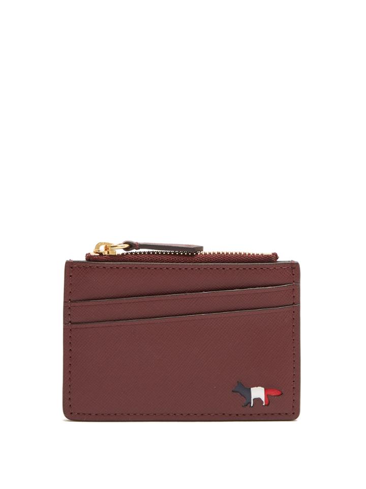Maison Kitsuné Zip-fastening Grained-leather Cardholder