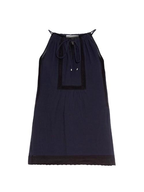 Rebecca Taylor High-neck Sleeveless Voile And Lace Top