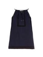 Rebecca Taylor High-neck Sleeveless Voile And Lace Top