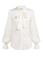 Matchesfashion.com Diane Von Furstenberg - Caroline Diamond Jacquard Blouse - Womens - Ivory