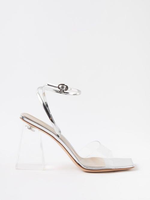 Gianvito Rossi - Cosmic 85 Perspex-heel Pvc And Leather Sandals - Womens - Silver