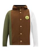 3man - Smiley Face Patch Panelled-cotton Short Parka - Mens - Khaki Multi