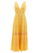 Ladies Beachwear Le Sirenuse, Positano - Nellie Stromboli Embroidered Cotton Dress - Womens - Orange