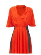 Matchesfashion.com Atlein - Draped V Neck Jersey Mini Dress - Womens - Orange Multi