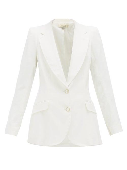 Matchesfashion.com Temperley London - Sophia Single-breasted Linen-blend Jacket - Womens - White