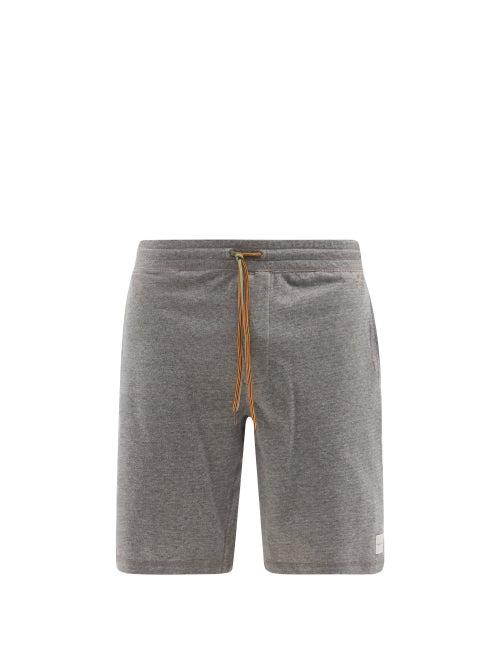 Mens Basics Paul Smith - Striped-drawstring Organic-cotton Jersey Shorts - Mens - Grey