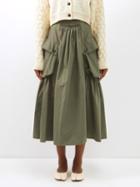 Molly Goddard - Marie Gathered Cotton-blend Canvas Midi Skirt - Womens - Khaki