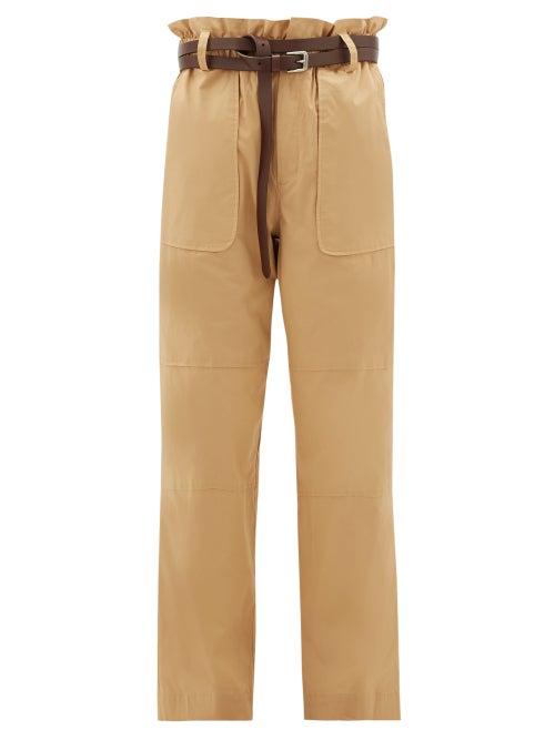 Matchesfashion.com Sea - Scott Paperbag-waist Cotton-blend Trousers - Womens - Camel