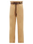 Matchesfashion.com Sea - Scott Paperbag-waist Cotton-blend Trousers - Womens - Camel