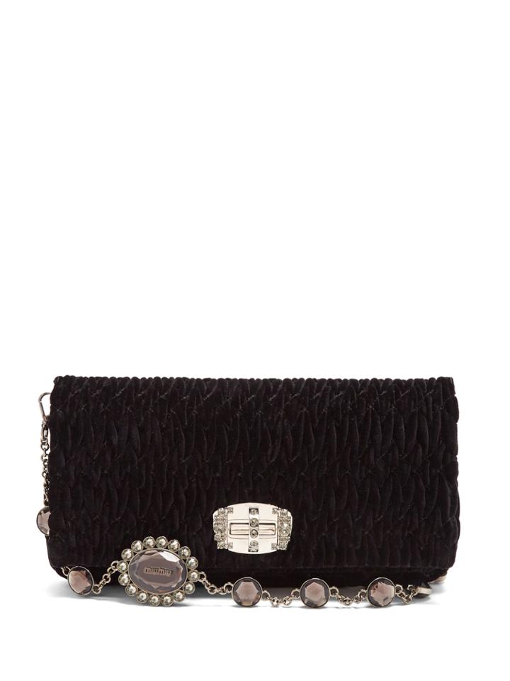 Miu Miu Crystal-embellished Quilted-velvet Shoulder Bag