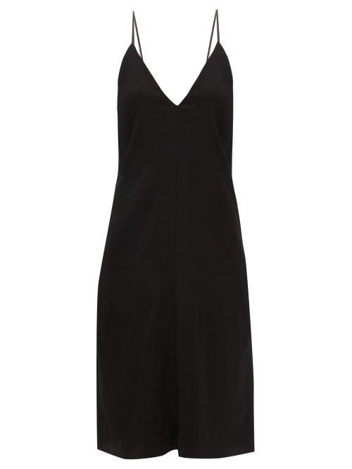 Wales Bonner - Twist Slip V-neck Crepe Dress - Womens - Black
