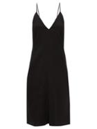 Wales Bonner - Twist Slip V-neck Crepe Dress - Womens - Black