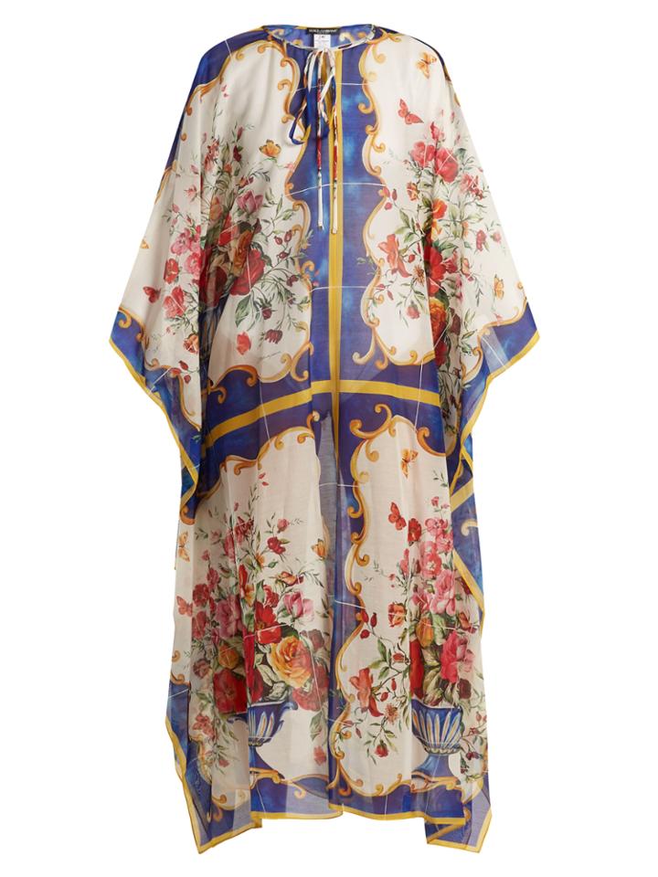 Dolce & Gabbana Majolica-print Cotton And Silk-blend Kaftan