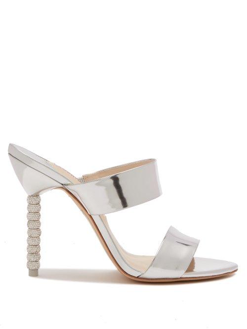 Matchesfashion.com Sophia Webster - Rosalind Crystal Embellished Leather Mules - Womens - Silver
