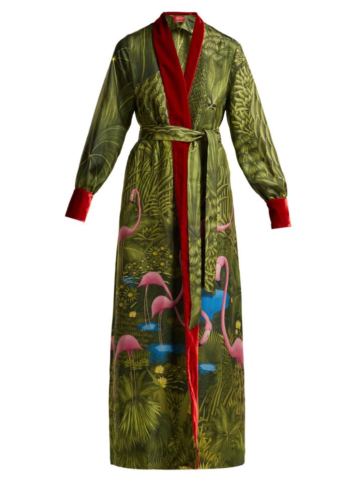 F.r.s - For Restless Sleepers Tharos Flamingo-print Silk Coat