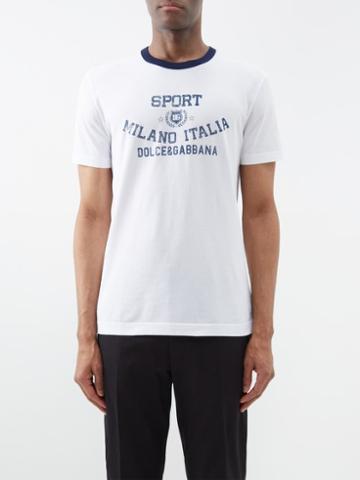 Dolce & Gabbana - Logo-print Cotton-jersey T-shirt - Mens - White Multi
