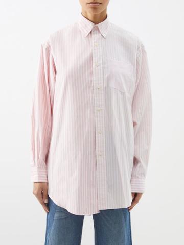 E.l.v. Denim - The Diana Striped-cotton Shirt - Womens - Pink Multi
