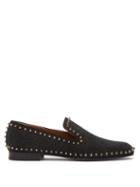 Matchesfashion.com Christian Louboutin - Casanoboy Spiked Glittered Leather Loafers - Mens - Black