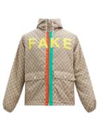 Matchesfashion.com Gucci - Not Fake Gg-supreme Print Shell Hooded Jacket - Mens - Beige Multi
