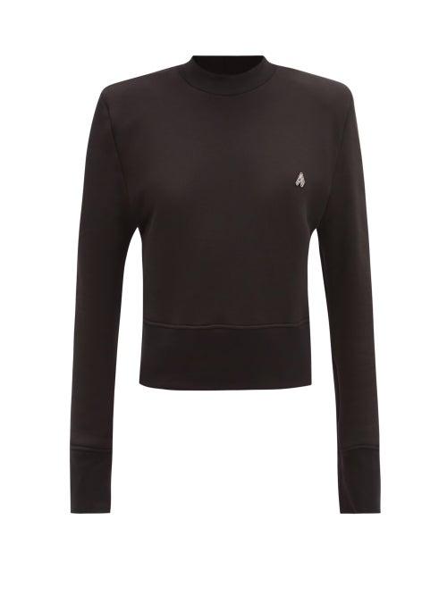 Matchesfashion.com The Attico - Kenna Padded-shoulder Cotton-jersey Sweatshirt - Womens - Black