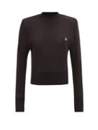 Matchesfashion.com The Attico - Kenna Padded-shoulder Cotton-jersey Sweatshirt - Womens - Black