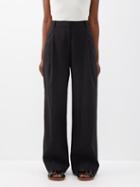 Matteau - Pleated Linen-blend Trousers - Womens - Black