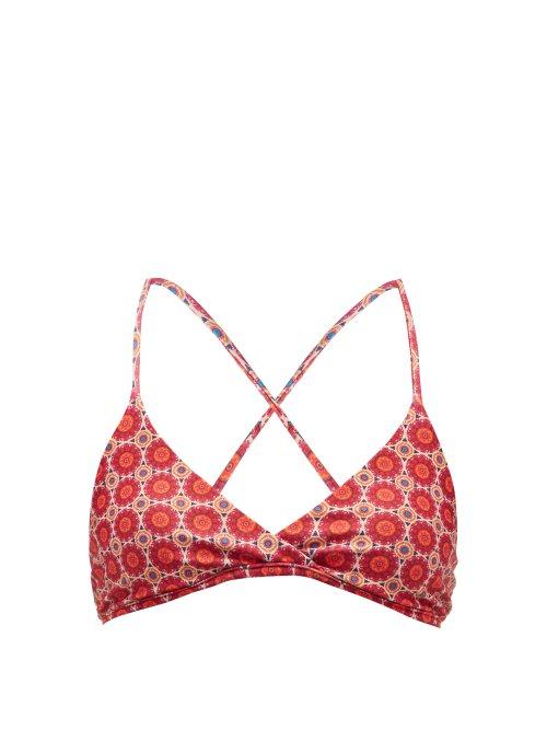 Matchesfashion.com Muzungu Sisters - Willow Suzani Print Bikini Top - Womens - Purple